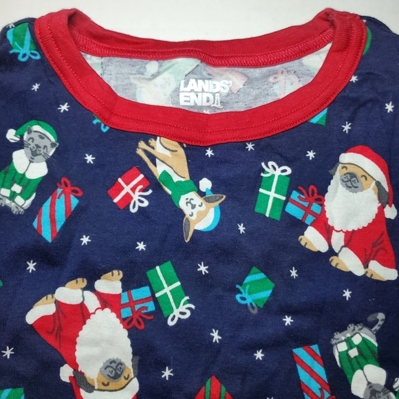 Lands End Snug fit Pajamas Cotton Long Sleeve Navy Holiday dog cat Christmas 16 - Picture 3 of 12